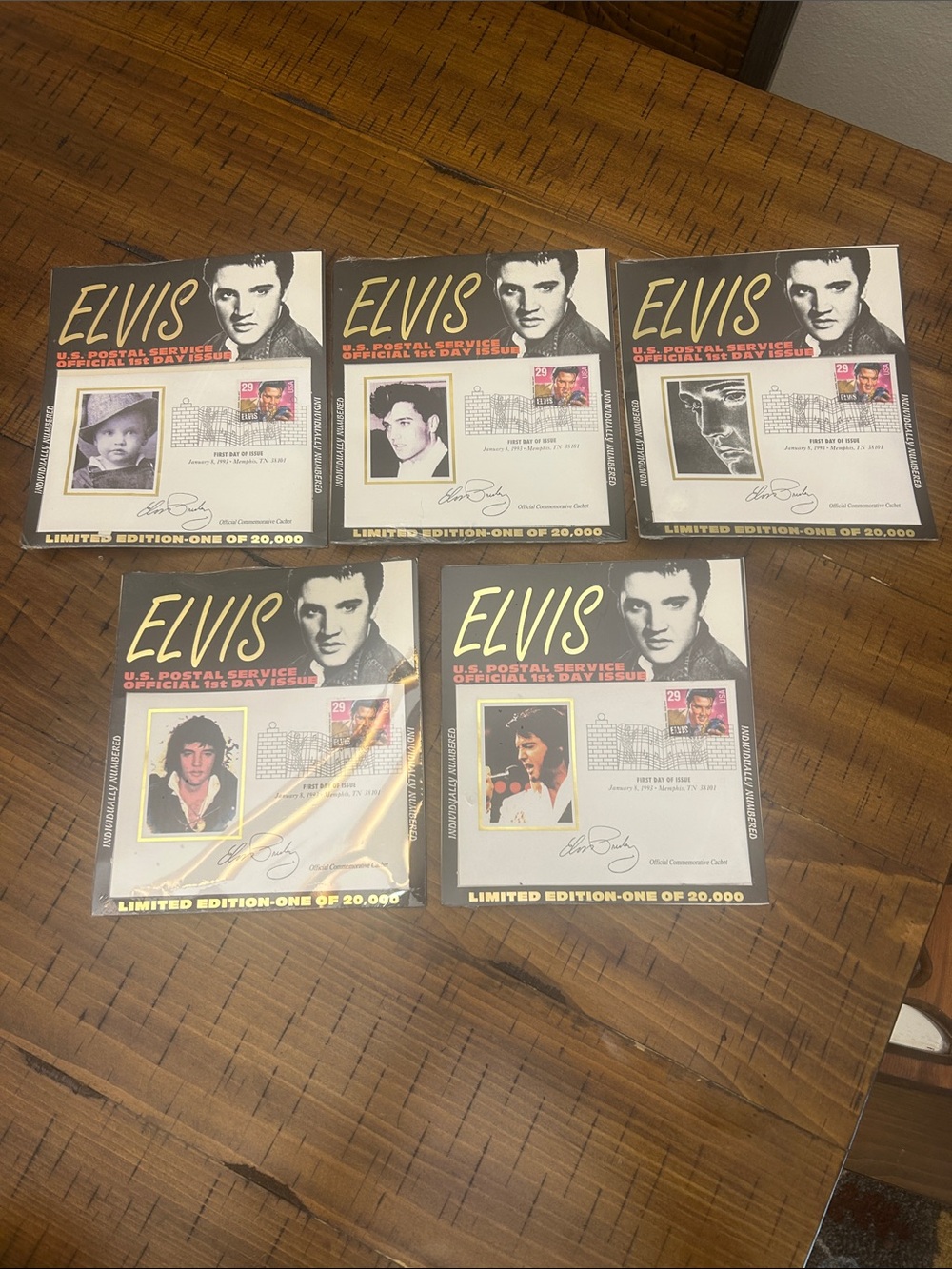 Sealed complete set of 1993 stamp of Elvis. All numbered.